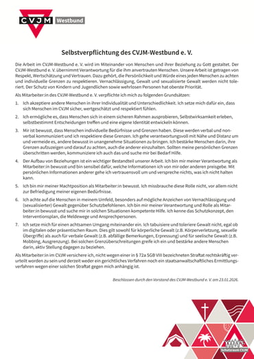 Selbstverpflichtung CVJM-Westbund e. V.