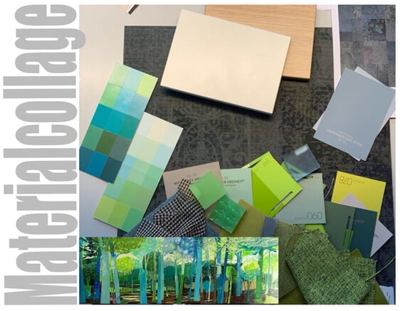 Materialcollage Umbau Saal