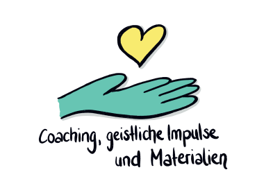Ge&ouml;ffnete Hand mit Herz und Schriftzug: Coaching, geistliche Impulse und Materialien