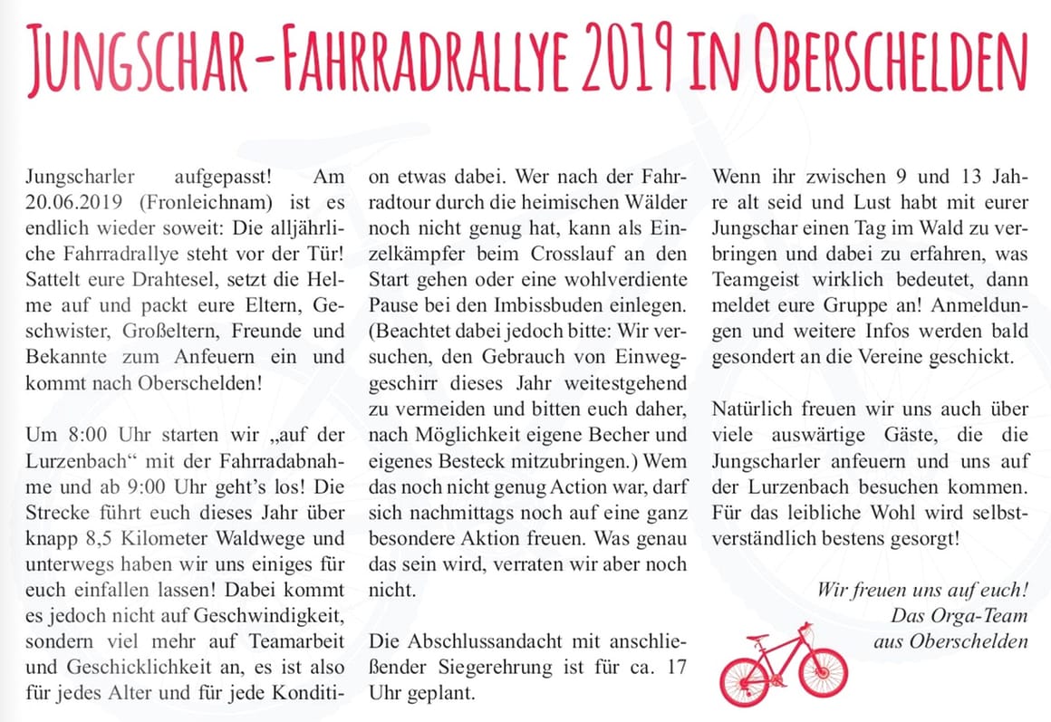 Fahrradrallye Infotext Triangel