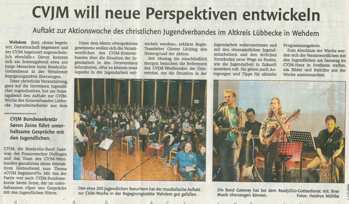 CVJM-Woche 2018 im CVJM-Kreisverband Lübbecke - Artikel aus dem Westfalen-Blatt vom 01.03.2018